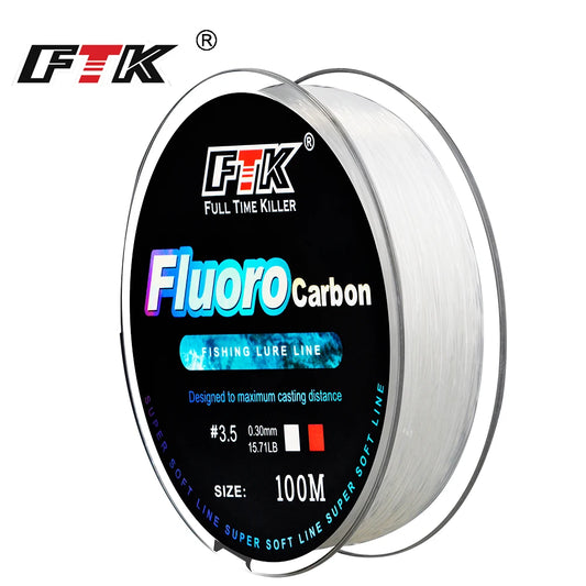 FTK 100M Fluorocarbon Coating Fishing Line 0.14mm-0.5mm 4.13LB-34.32LB Carbon Fiber Monofilament Line Carp Fishing Sinking Li