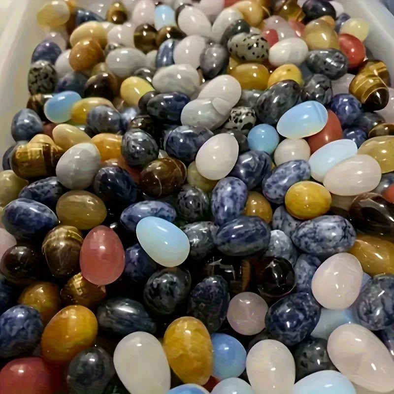 12 PCS Egg Stones, Polished Crystal Stones, DIY Decorations, Suitable as Home Décor, Desktop Ornaments, Aquarium Decorations