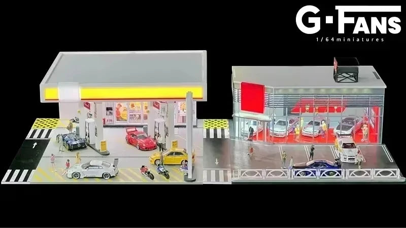 G FANS 1:64 Architectural / Gas Station Scene Dioramas Models