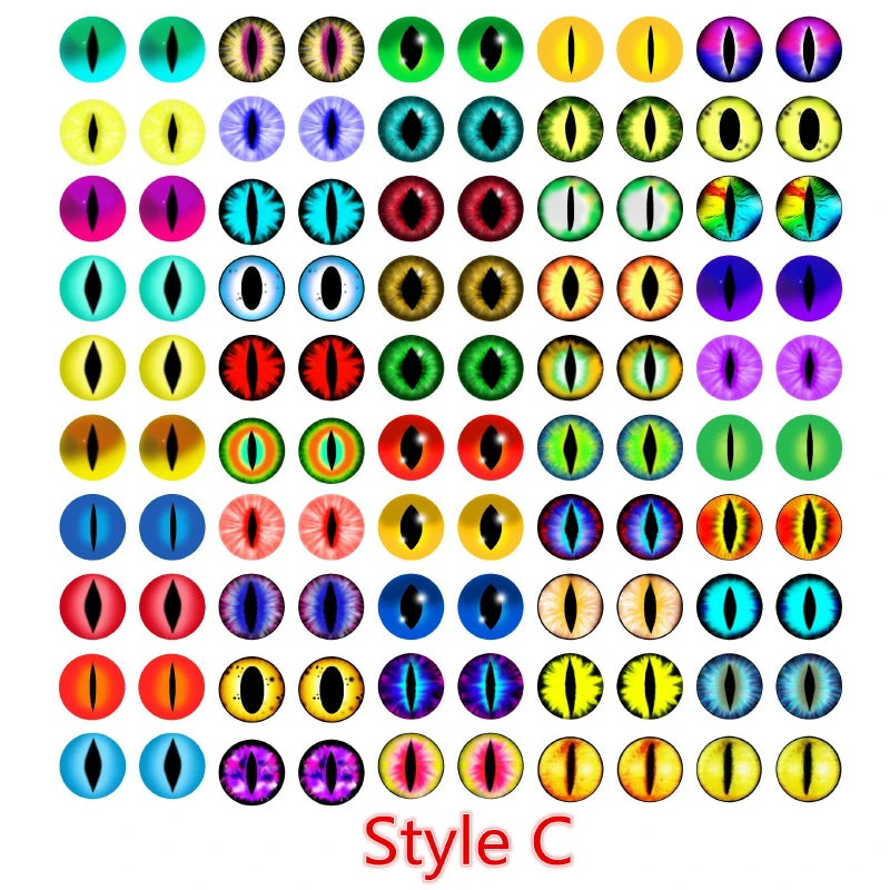 100pcs/50pairs Dragon Eyes Cat Eye Toys Glass Cabochons Dome 6mm 8mm 10mm 12mm Handmade DIY Jewelry Making Accessories Findin