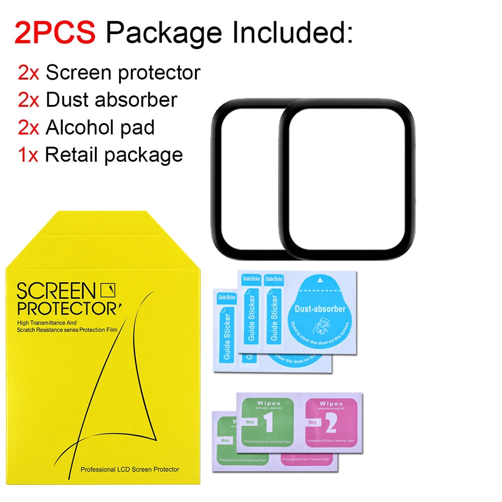 Screen Protector for Apple Watch Series 7 8 9 45mm 44mm 40mm iWatch 6 SE 5 4 3 42mm 38mm 41mm Soft Glass Apple Watch Accessor