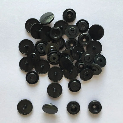 50 Sets Round Snaps Buttons For Bib T5 Plastic Press Button Fastener Snap For Clothes Accessories DIY Crafts 24Colors - black