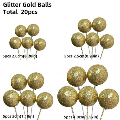 20 Pcs Ball Cake Topper Decorations Mini Balloons Cake Topper Sticks Gold Balls Cake Picks Cake Topper Balls Cake Decorations