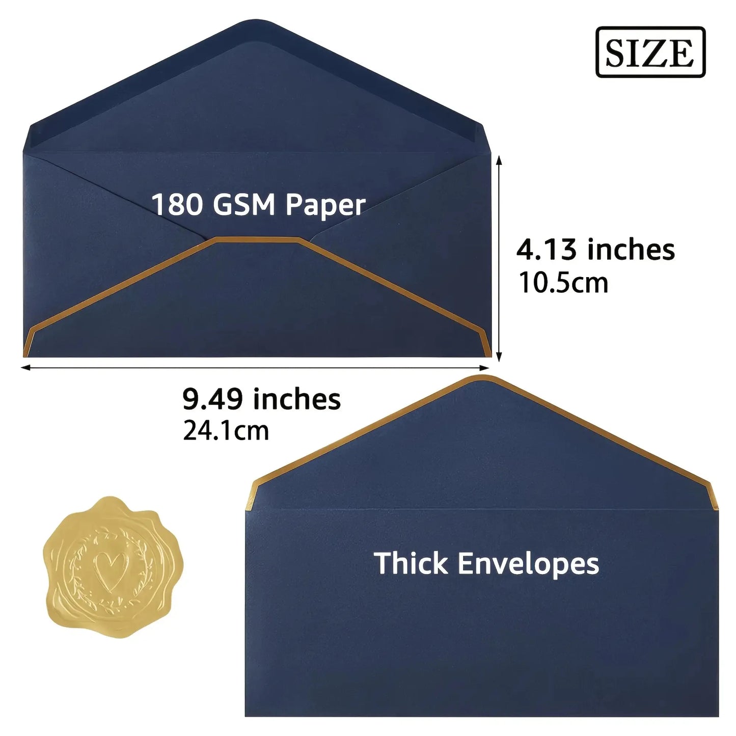 10PCS Luxury Foil Sealed Envelope - Self-Sealing Wedding Invitations, Thank-you Notes, Corporate Events & Birthday Invitation
