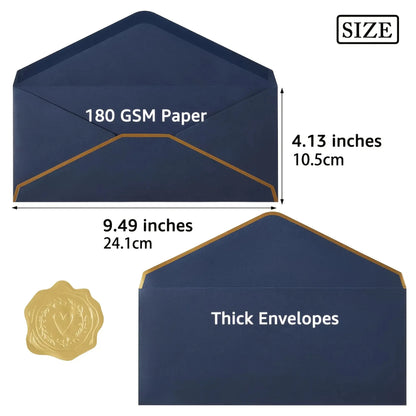 10PCS Luxury Foil Sealed Envelope - Self-Sealing Wedding Invitations, Thank-you Notes, Corporate Events & Birthday Invitation
