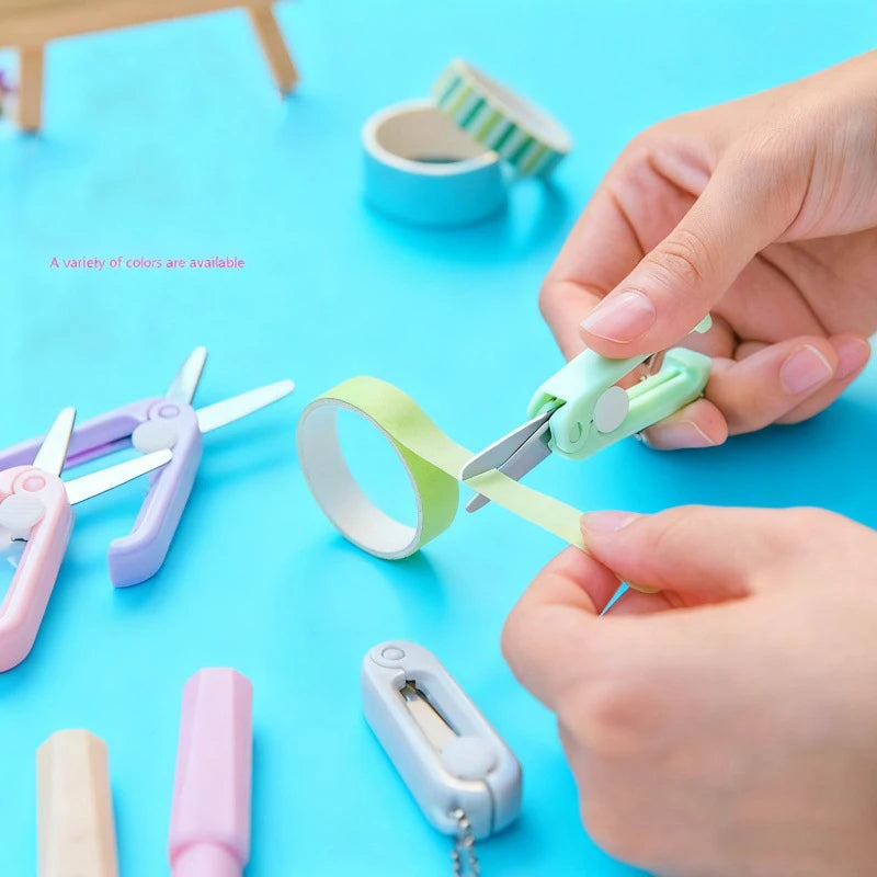 Mini Portable Small Scissors Creative Paper-cutting Notebook Tool That Can Be Extended and Folded