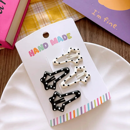 Rhinestone Vintage Polka Dot Star Hair Clips Set Japanese Sweet Girlish Heart Geometric Flyaway BB Clips Kids Versatile Hairp