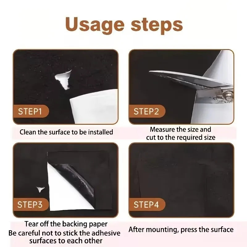 30x100cm Black Fabric Self-adhesive Adhesive Cloth for Car Interior Modification Door Panel Workbench DIY Supply