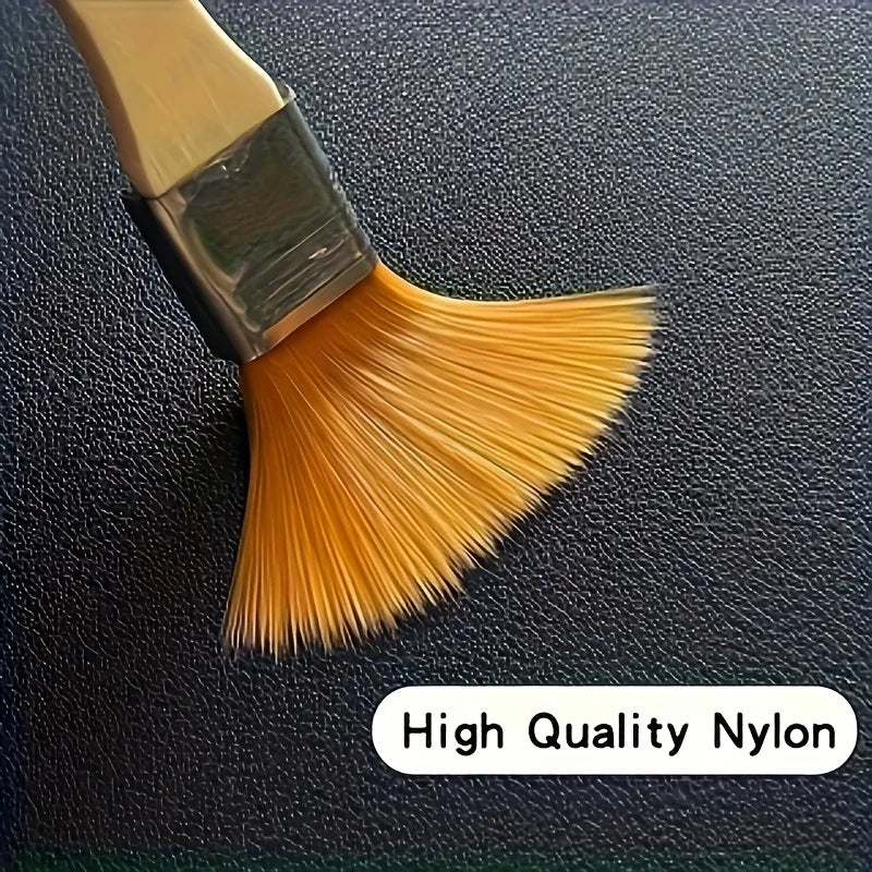 10Pcs Wooden Handle Nylon Bristle Paint Brush for Oil Painting, Dusting and Cleaning - Unrechargeable Hand Tool Set Without B