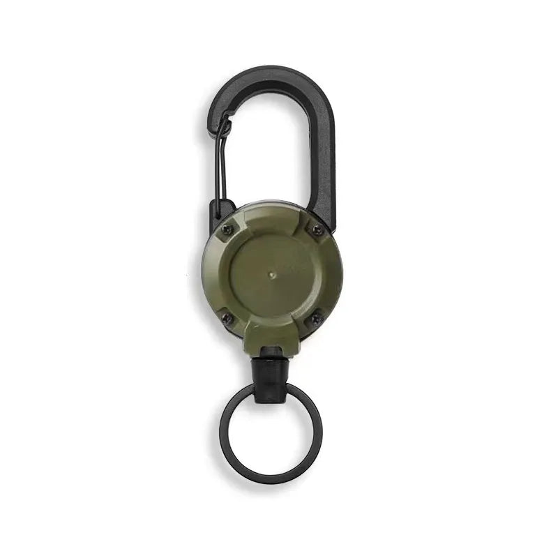 Retractable Heavy Duty Pull Reel Carabiner Strong Steel Wire Rope Buckle Spring Key Ring Outdoor Sporty attachment Keychain T
