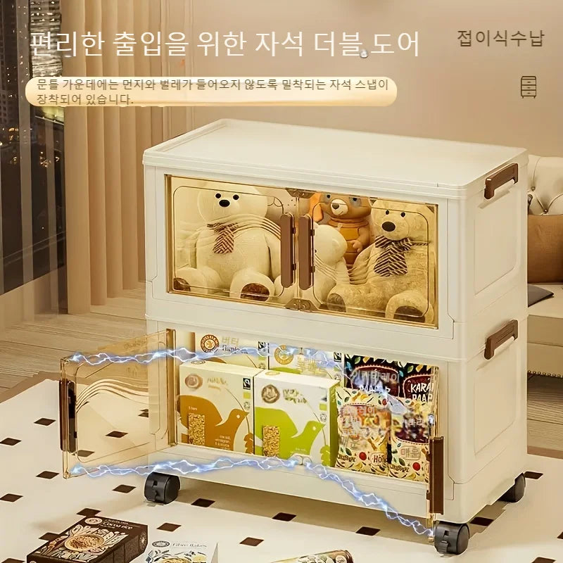 Foldable Storage Box with Clear Door - Spacious, Durable, and Easy-to-Assemble - Ideal for Organizing Clothes, Books, Toys, a