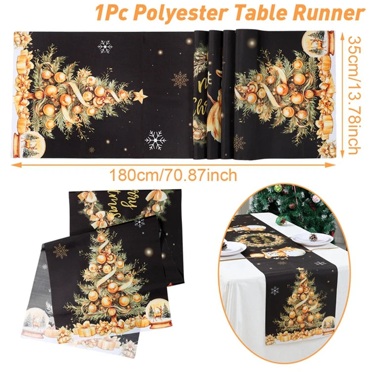 Christmas Table Runner Merry Christmas Decoration for Home Xmas Party Decor 2025 Navidad Notal Noel Ornament Happy New Year 2