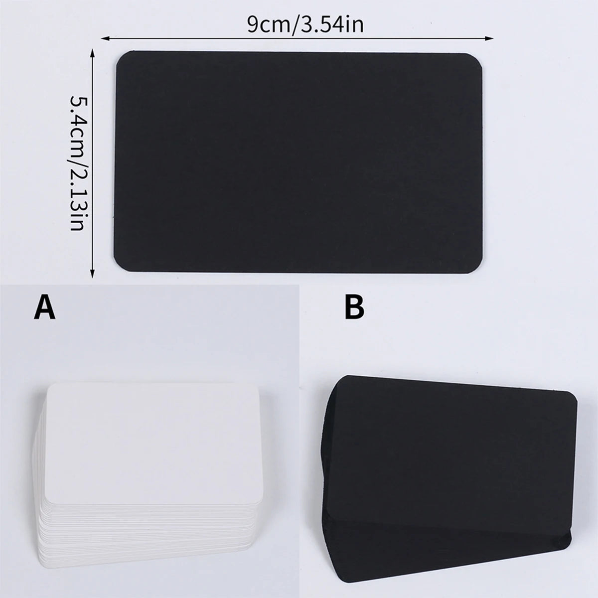 100Pcs Blank Cards 9x5.5cm Thick Cardstock Business Gift Cards Message Note Cards School Supplies White Black