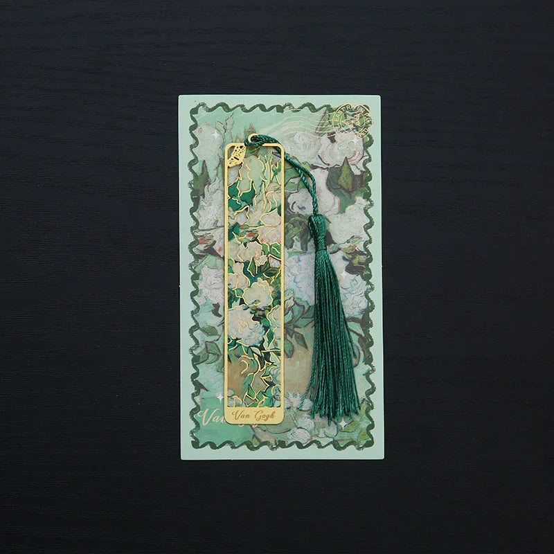 1 Pcs Lytwtw's Creative Metal Book Mark Vintage Oil Painting Bookmark Office School Supplies Funny Gift Stationery Items - B
