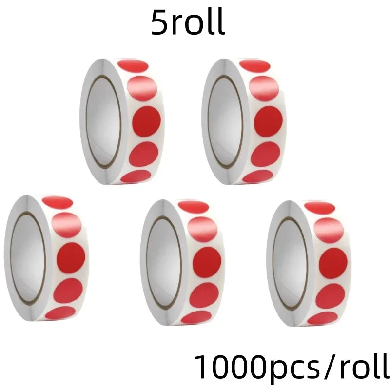 1000 PCS Color Dot Label Sticker Classification Mark Coated Paper Sticker Rolls Kawaii Stationery Aesthetic