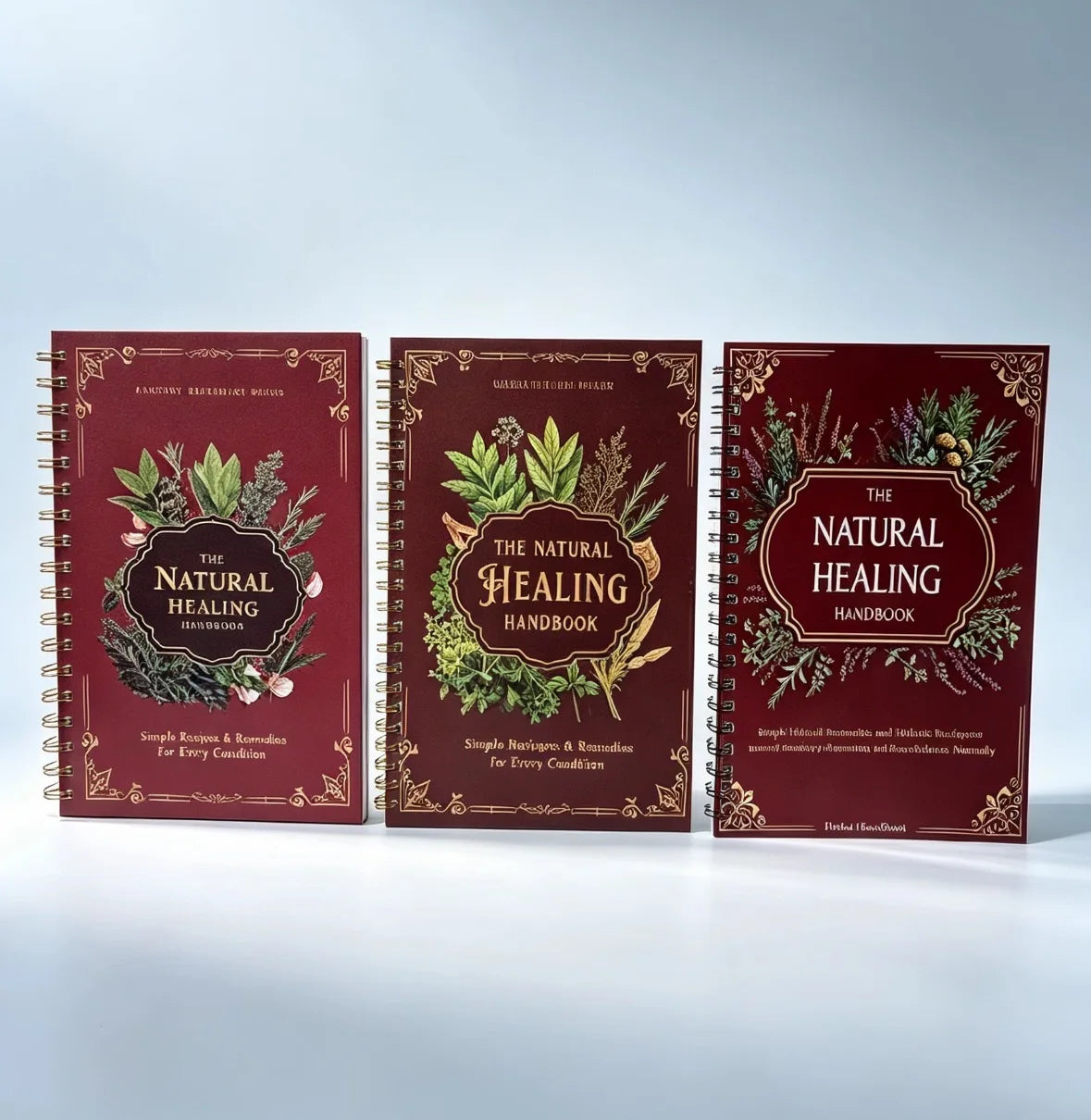 The Natural Healing Handbook, 3‑Version Herbal Natural Remedies Guide Book, Holistic Wellness Home Treatment Recipe Book - 3p