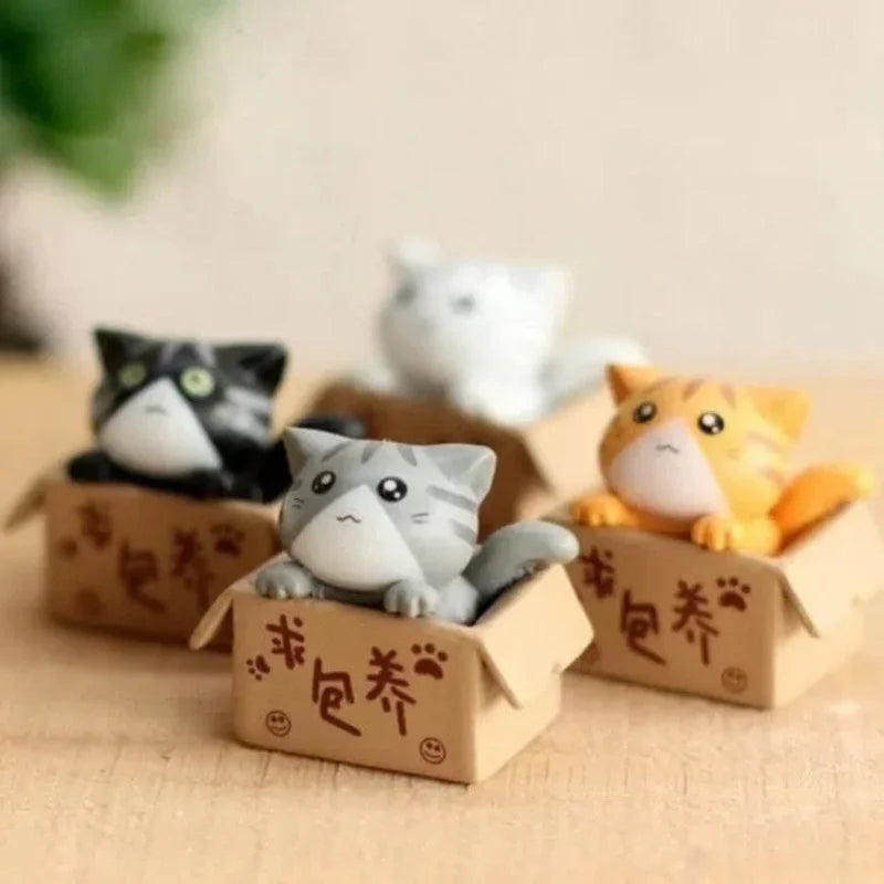 Kawaii Mini Cat Ornament Garden Kitten Statue Gift for Children Baby Room Decoration Toy Figurines