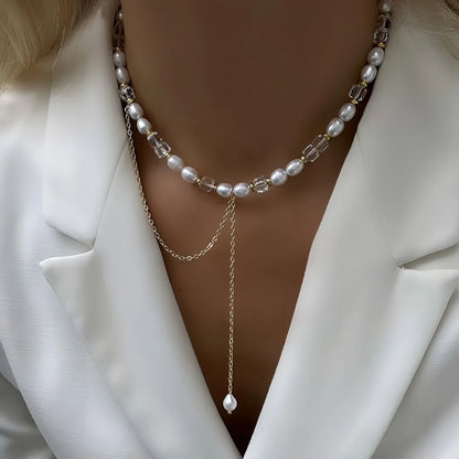 New Irregular Choker Vintage Tassels Zircon Heart Pendant Necklace For Women Female Geometric Baroque Transparent Crystal Cha