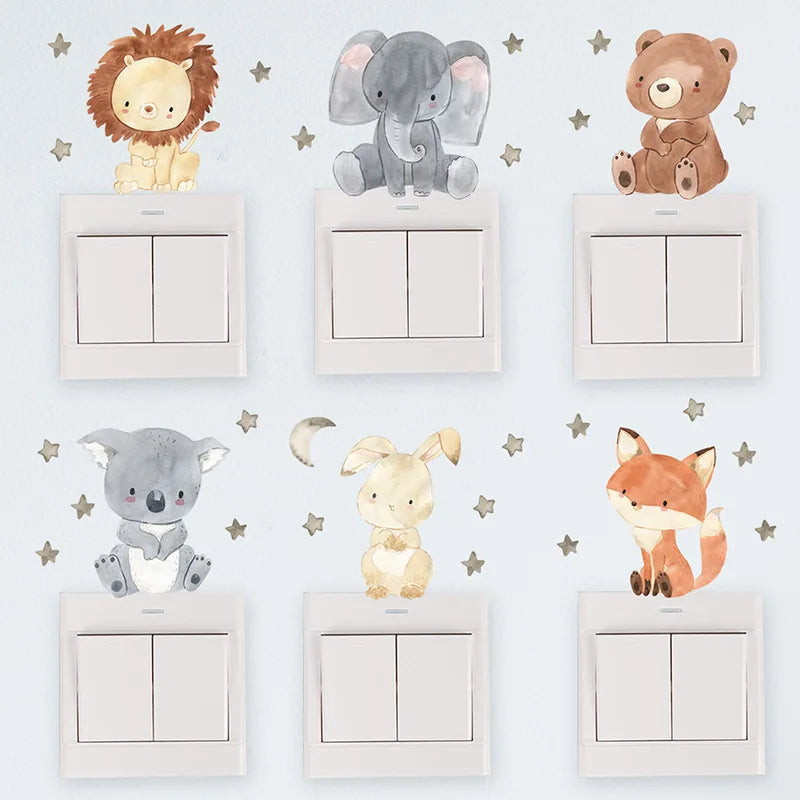 Cute Forest Animals Wall Stickers for Kids Rooms Children Boys Girls Baby Room Decoration Nursery Wallpaper Vinyl Elephant Li