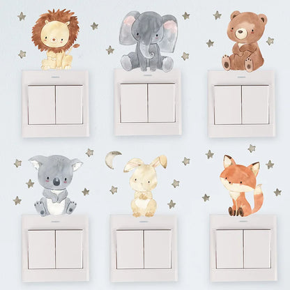 Cute Forest Animals Wall Stickers for Kids Rooms Children Boys Girls Baby Room Decoration Nursery Wallpaper Vinyl Elephant Li