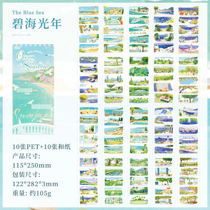 20sheets Four Seasons Scenery Series Ins PET+Washi Dual Material Stickers Book Creative Collage DIY Scrapbook Aesthetic Stick