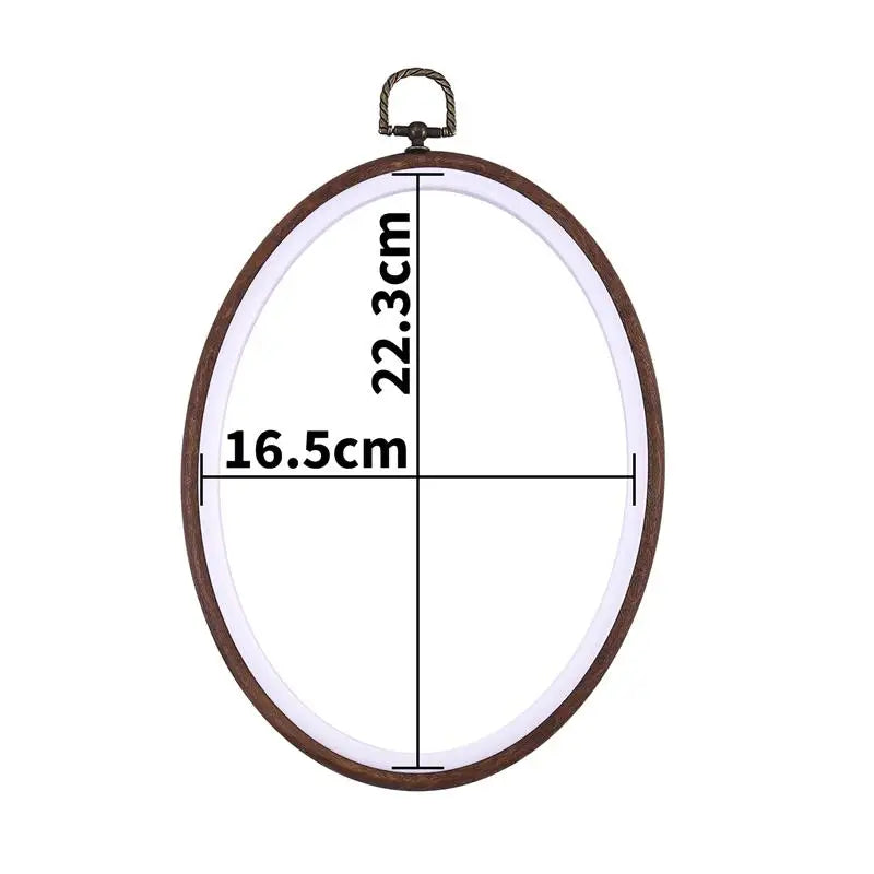 Sewing Tool Round Oval Wooden Color Embroidery Hoops Frame Set Plastic Embroidery Hoop Rings For DIY Cross Stitch Needle Craf
