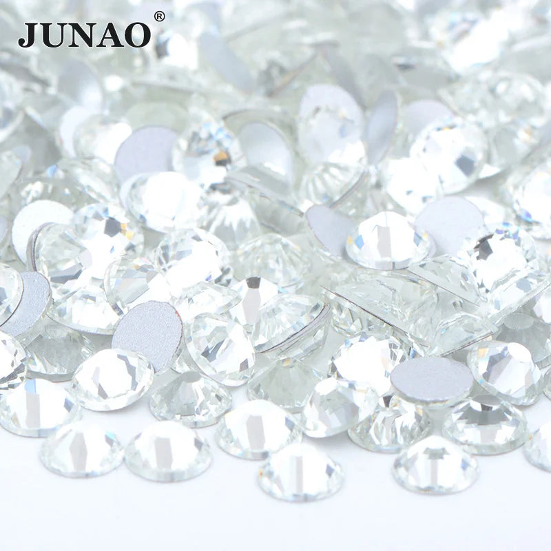 JUNAO 100Gross SS3 SS4 SS5 SS6 SS30 SS40 SS50 Large Size Crystal AB Glass Rhinestone Flatback Crystals Non Hotfix Strass For 