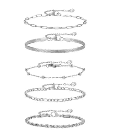 Stainless Steel Bohemian Style Personalized Anklet - F45 Silver