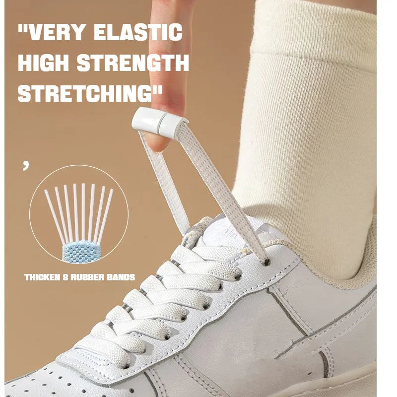 1Pair Magnetic Lock Shoelaces without ties Flat Elastic Laces Sneakers Boots No Tie Shoelace Rubber Bands for Shoes Accessori