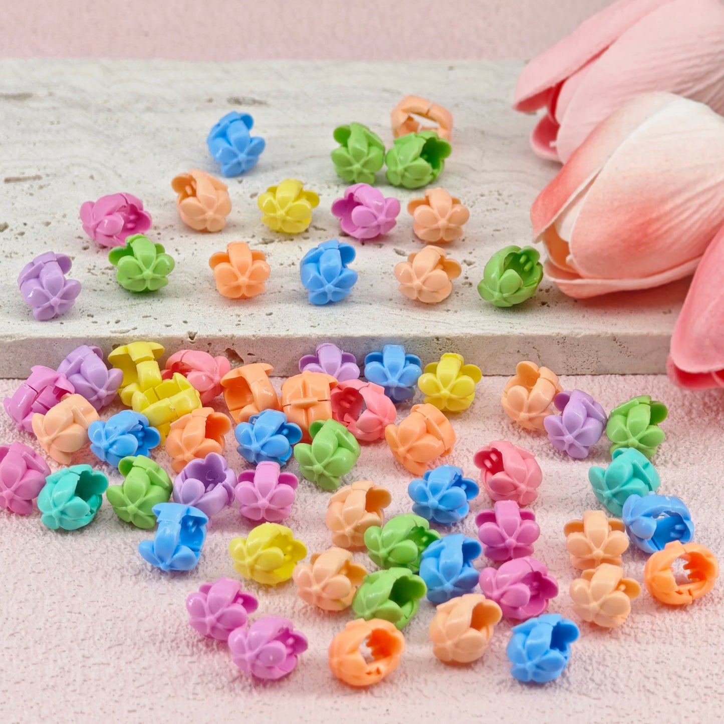 60pcs Hair Braids Beads Headwear Cute Candy Colors Plastic summer Hair Claw Clips Hair Accessories Loc Hair Jewelry for Braid