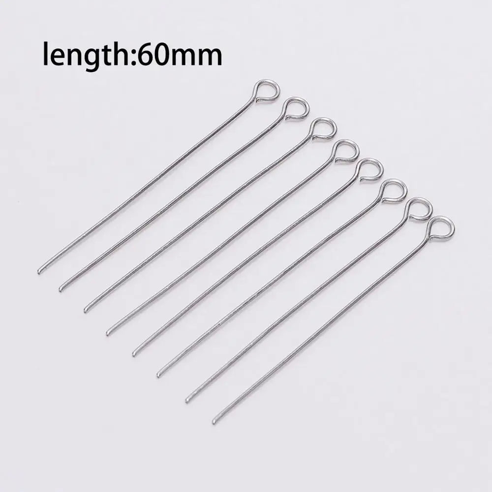 100pcs Stainless steel Eye Head Pins Metal Eye Pins For Jewelry Making Findings Diy Earrings Pendant Jewelry Pins Supplies - 