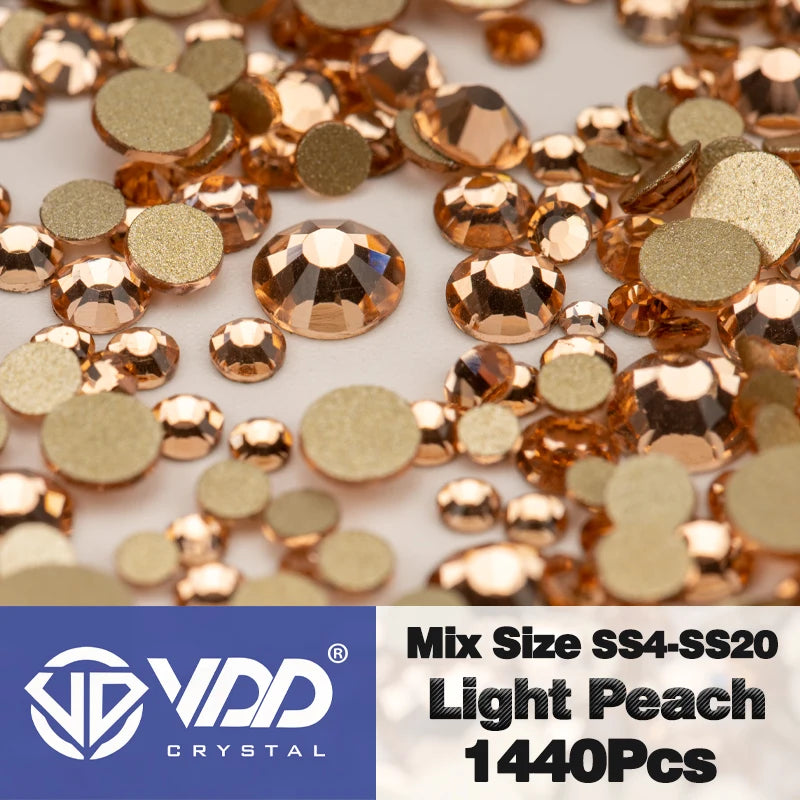 VDD SS4-SS20 Mix Size Clear Crystal Non-Hotfix Gold FlatBack Rhinestones Decorations DIY Glitter Stones 3D Nail Art Accessori