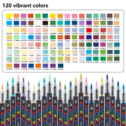 12-366 Colors Acrylic Marker Set Waterproof Acrylic Brush Marker Professional Acrylic Painting Marker DIY Art Supplies - 120 