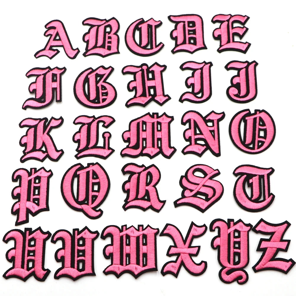 New 1PC Gothic Alphabet Embroidery Patches Iron On Letter Patch A-Z Patch Embroidered Patch Sew On Patches For Clothing Name 