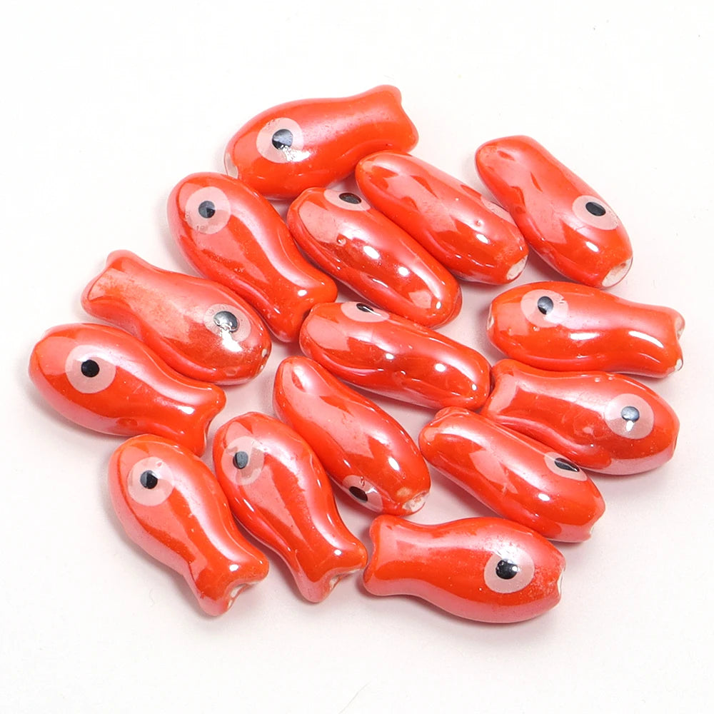 10pcs/lot Retro Small Fish Ceramic Beads Cute Porcelain Loose Spacer Beads For DIY Jewelry Making Necklace Bracelets Accessor