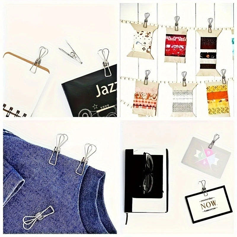 20pcs Stainless Steel Clothes Pins, Durable Clothes Pegs, Multi-Purpose Metal Wire Utility Clips For Laundry Home Kitchen