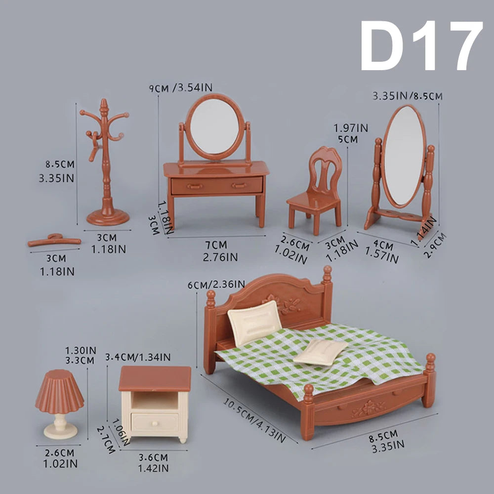 1:12 Miniature Furniture Forest Family Kitchen Toy Dining Table Dollhouse Accessories Bathroom Pretend Play For Girl Gifts To