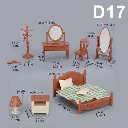 1:12 Miniature Furniture Forest Family Kitchen Toy Dining Table Dollhouse Accessories Bathroom Pretend Play For Girl Gifts To