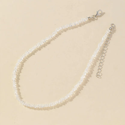 Mulit-cut Glass Crystal Irregular Beaded Choker Necklace for Women Transparent Vintage Collarbone Collar Neck Fashion Jewelry