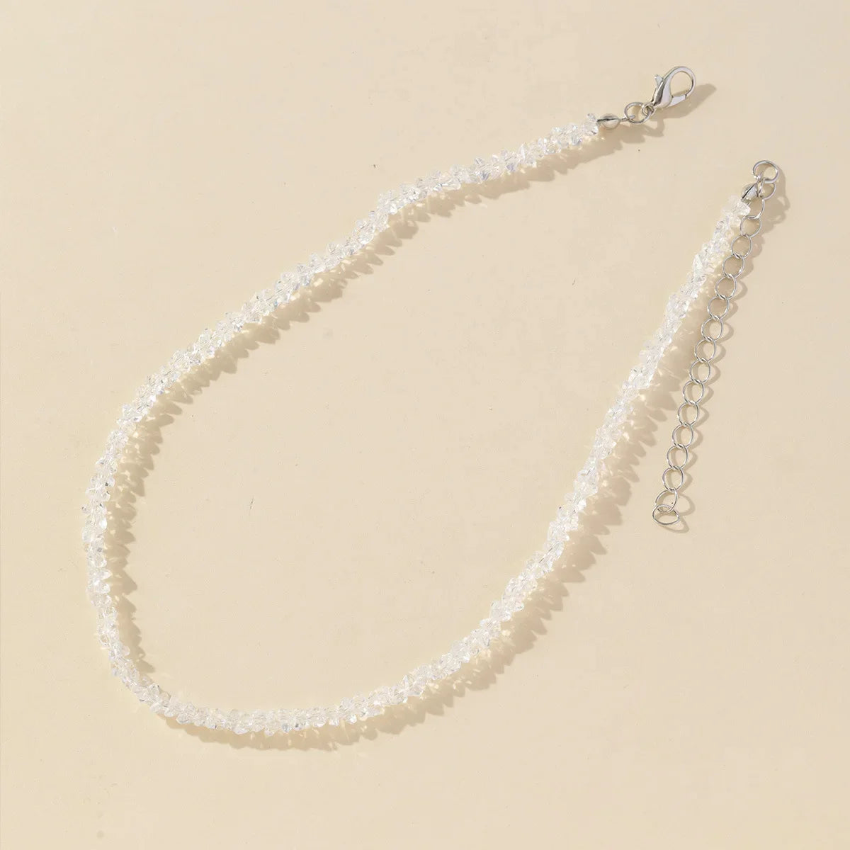 Mulit-cut Glass Crystal Irregular Beaded Choker Necklace for Women Transparent Vintage Collarbone Collar Neck Fashion Jewelry