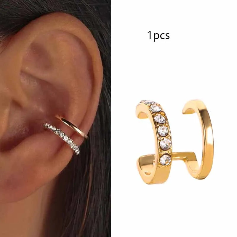 Silver Color Leaves Clip Earrings for Women Men Creative Simple C Ear Cuff Non-Piercing Ear Ear Clip Set Trend Jewelry Gift -