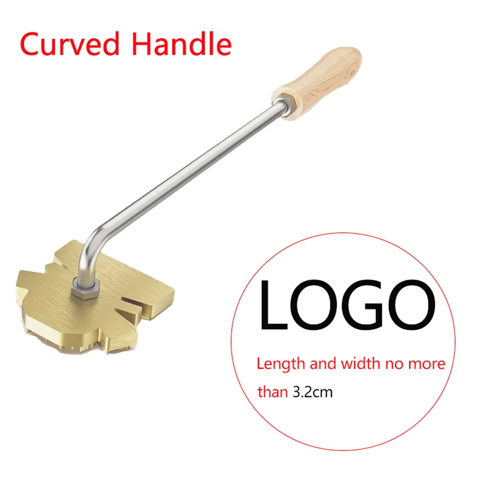 Custom Branding Iron Stamp DIY LOGO Heating Brass Embosser Seals with Handle for Wood Leather Cake Hamburger Wedding Party Cr