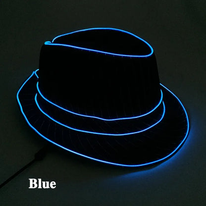 LED Fedora Hat Concert Grand Event Concert NightClub Masquerade Jazz Top Cap Luminous Hat Men Women Led Panama Gangster Hats 