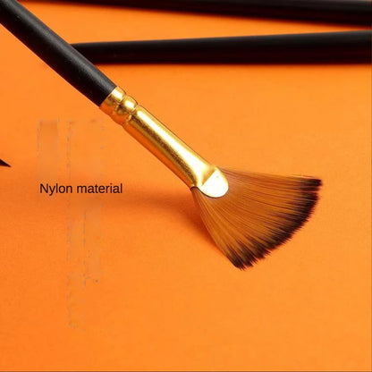 Multi-functional Watercolor Gouache 12 Pcs Short Wood Rod Oil Painting Brush Set Art Tool Beginner Nylon Hair Acrylic Materia