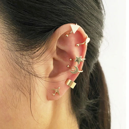 LATS Clips Earrings for Women Unisex Minimalist Fashion Cartilage Hoop Earings Set Ear Cuff Fake Piercing Clip on Ear Jewelry