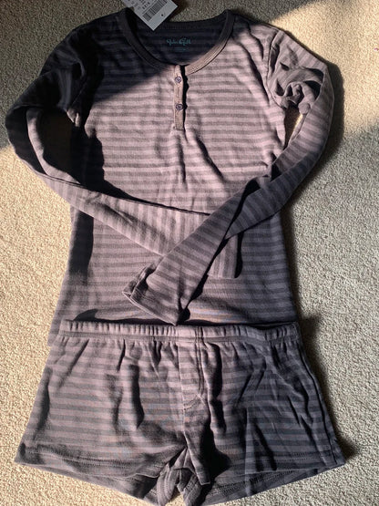 Pink Striped Long Sleeve T-shirt Shorts Set Woman Buttons Slim Tees+Elastic Straight Short Pant Cotton Home Pajama 2 Piece Se