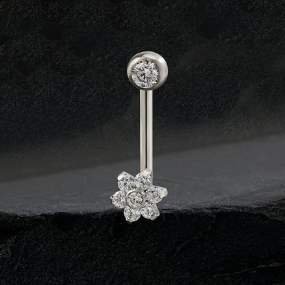 Right Grand ASTM F136 Titanium CZ Flower VCH Piercing 14G L-Bend Barbell Christina Piercing Jewelry