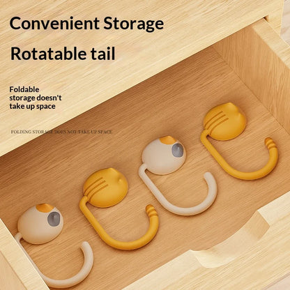 Cat Backpack Hook Desk Edge Hook Dormitory Gadget New Model with No Drilling Holes for Primary School Student Desk Side Hook.