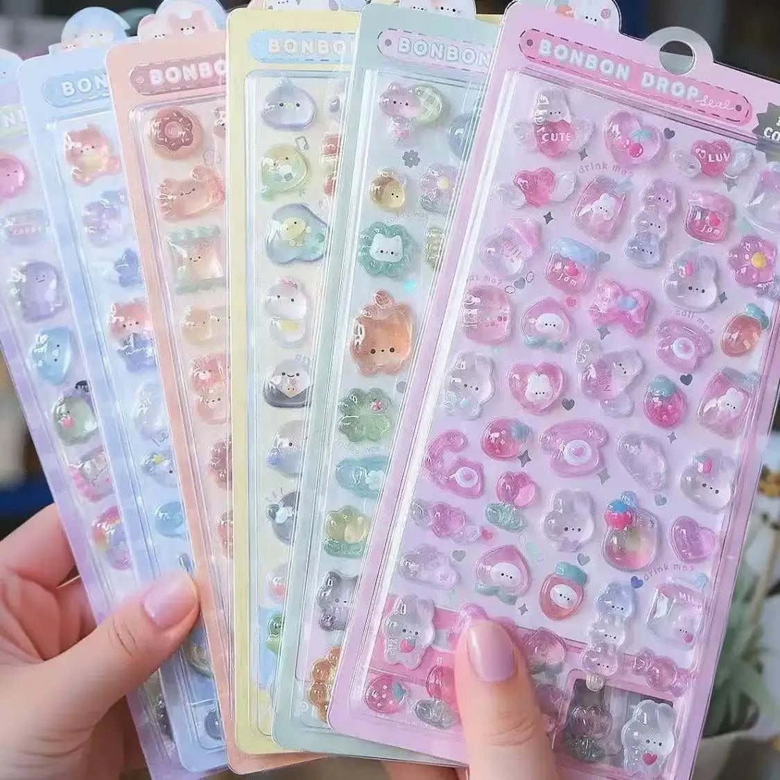6/10 sheets Funny Sweet Furit cloud Pets Drop 3D Relief Sticker Scrapbooking Diy Diary Decor Stationery Kawaii Stickers - 10-