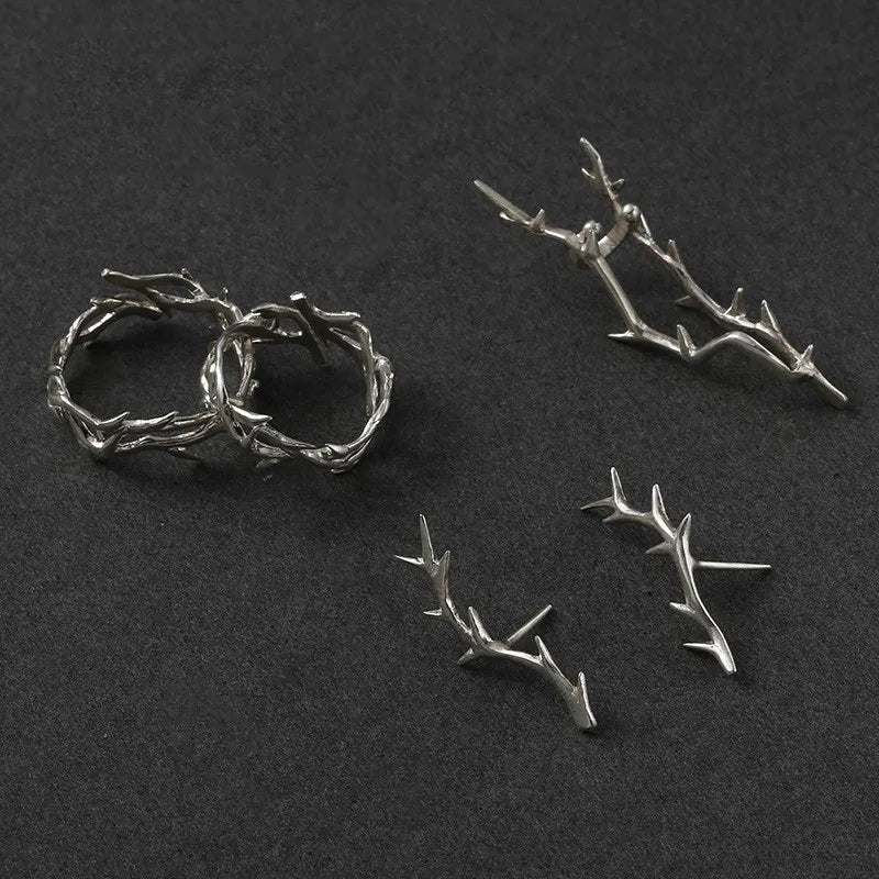Vintage Ins Style Adherence Men's and Women's Rings with Branches, Thorns, Couples' Ring Gifts, Fashion and Personality